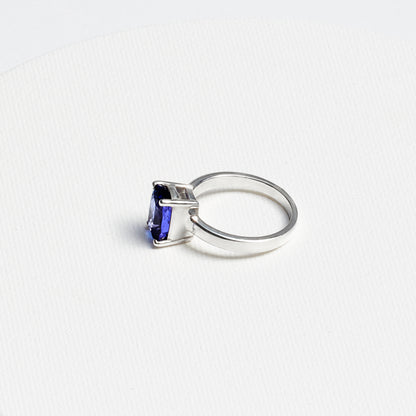 Elongated Cushion Tanzanite Ring · 3.3ct · Silver