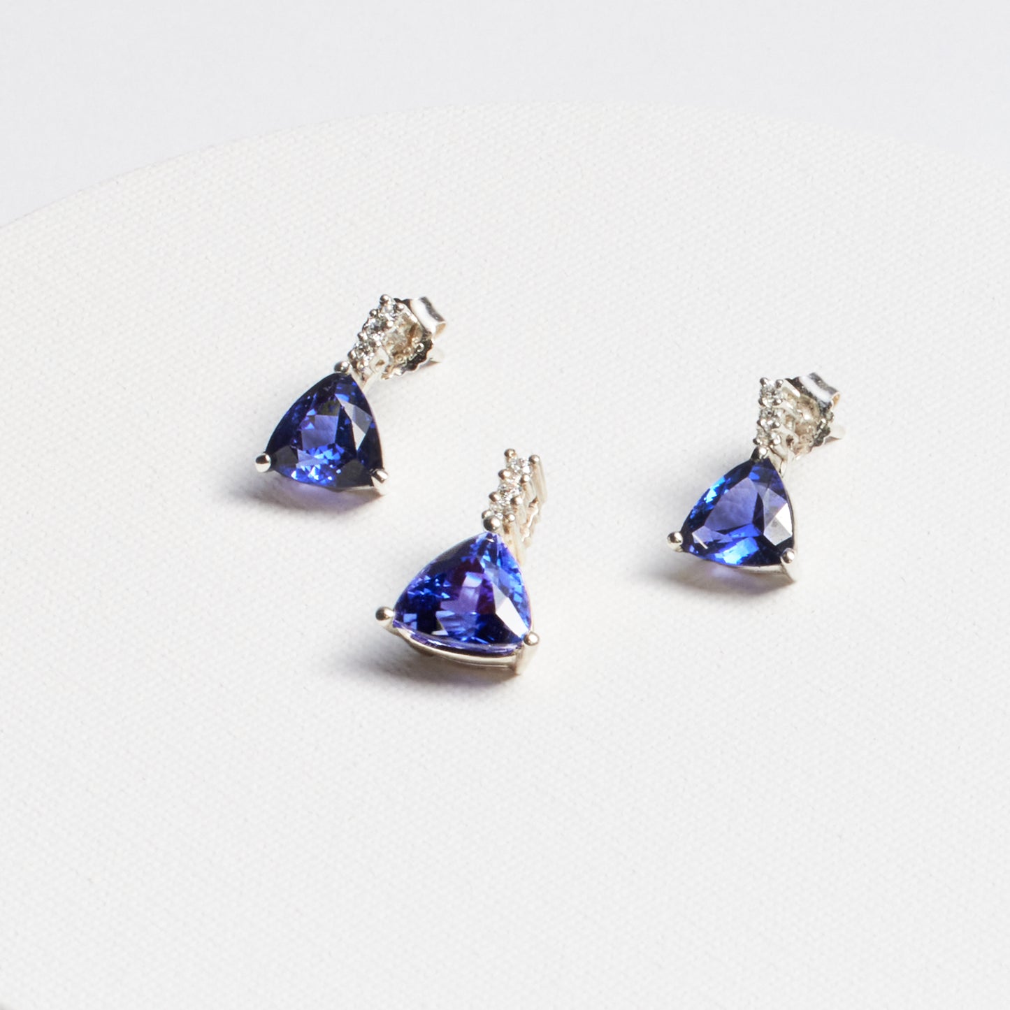 Trillion Tanzanite Stud Earrings (CZ Accent) · 4.84ct · Silver