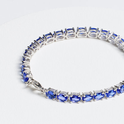 Oval Tanzanite Tennis Bracelet · 12ct · Silver