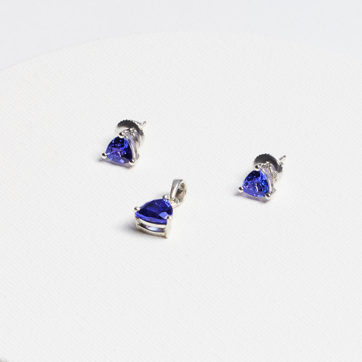 Trillion Tanzanite Stud Earrings · 1.65ct · Silver