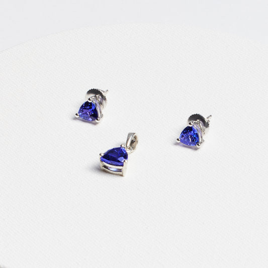 Trillion Tanzanite Stud Earrings · 1.65ct · Silver