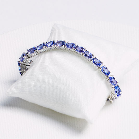 Oval Tanzanite Tennis Bracelet · 7ct · Silver