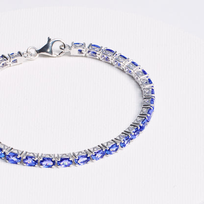 Oval Tanzanite Tennis Bracelet · 7ct · Silver