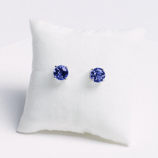 Round Tanzanite Stud Earrings · 2.0ct · Silver