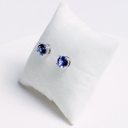 Round Tanzanite Stud Earrings · 2.0ct · Silver
