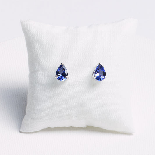Teardrop Tanzanite Stud Earrings · 1.37ct · Silver