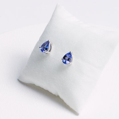 Teardrop Tanzanite Stud Earrings · 1.37ct · Silver
