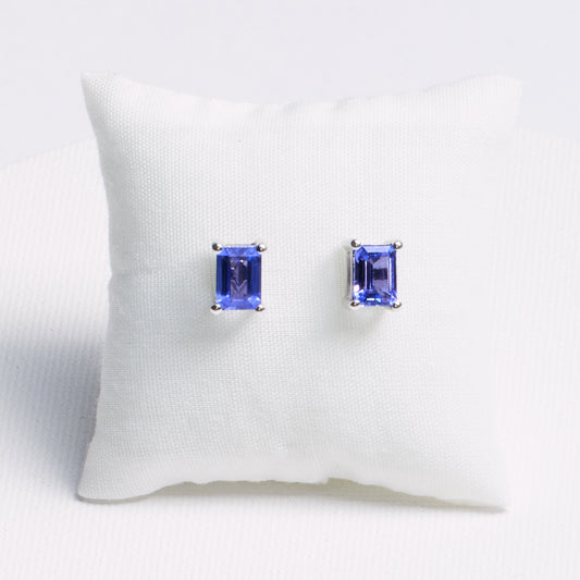 Emerald Tanzanite Stud Earrings · 2.0ct · Silver
