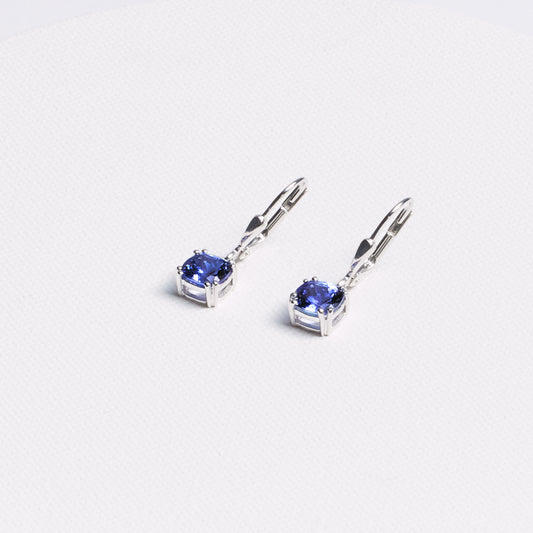 Cushion Tanzanite Hanging Earrings · 2.2ct · Silver
