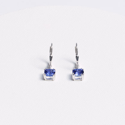Cushion Tanzanite Hanging Earrings · 2.2ct · Silver