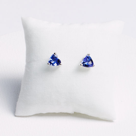 Trillion Tanzanite Stud Earrings · 1.5ct · Silver