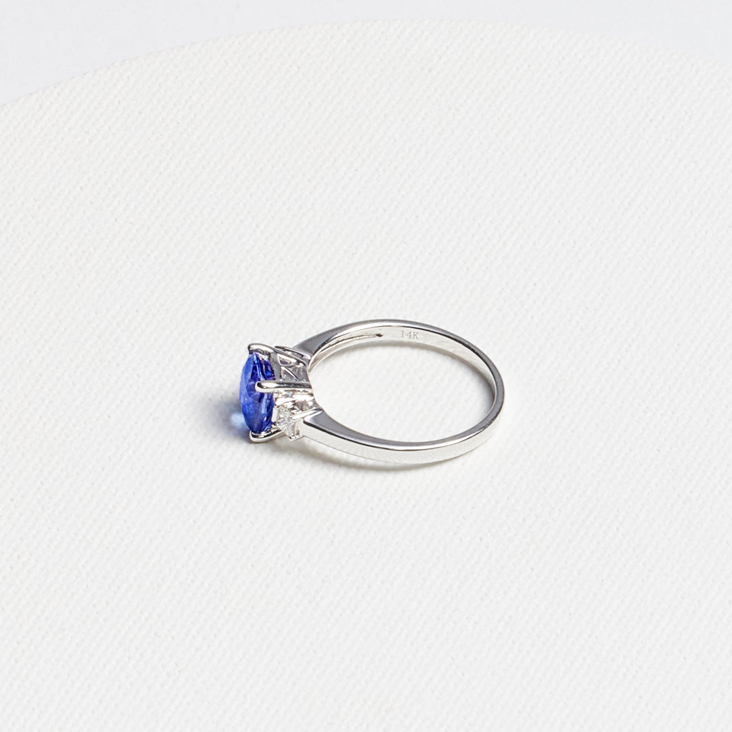 Cushion Tanzanite Ring with Diamond Accents · 1.54ct · 14K White Gold