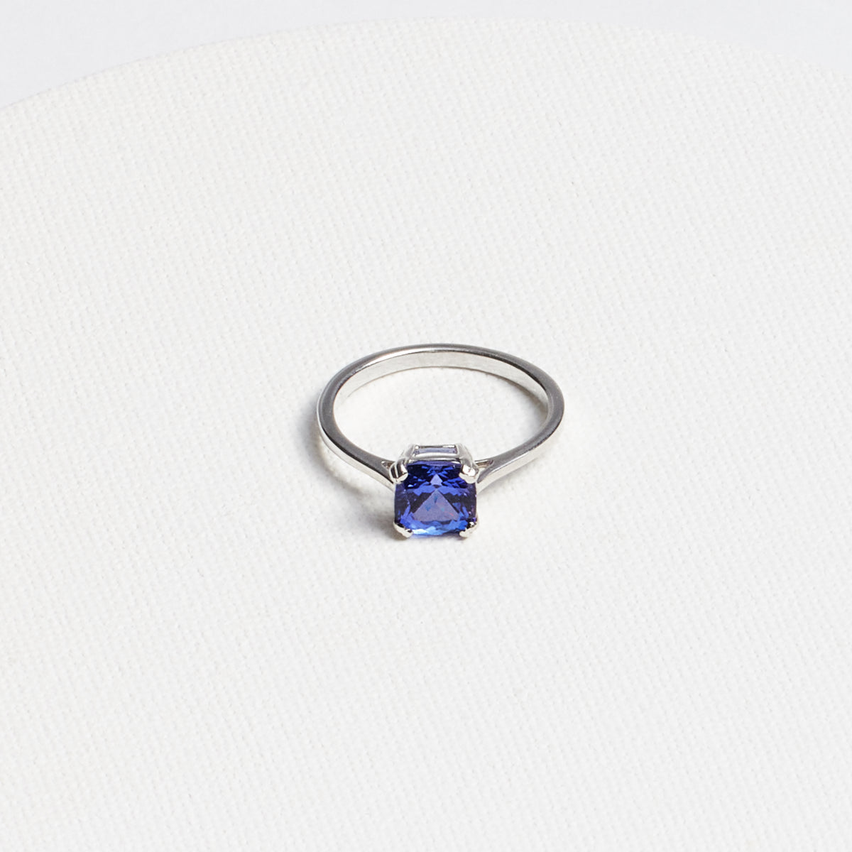 Cushion-Cut Tanzanite Ring · 1.67ct · 14K White Gold