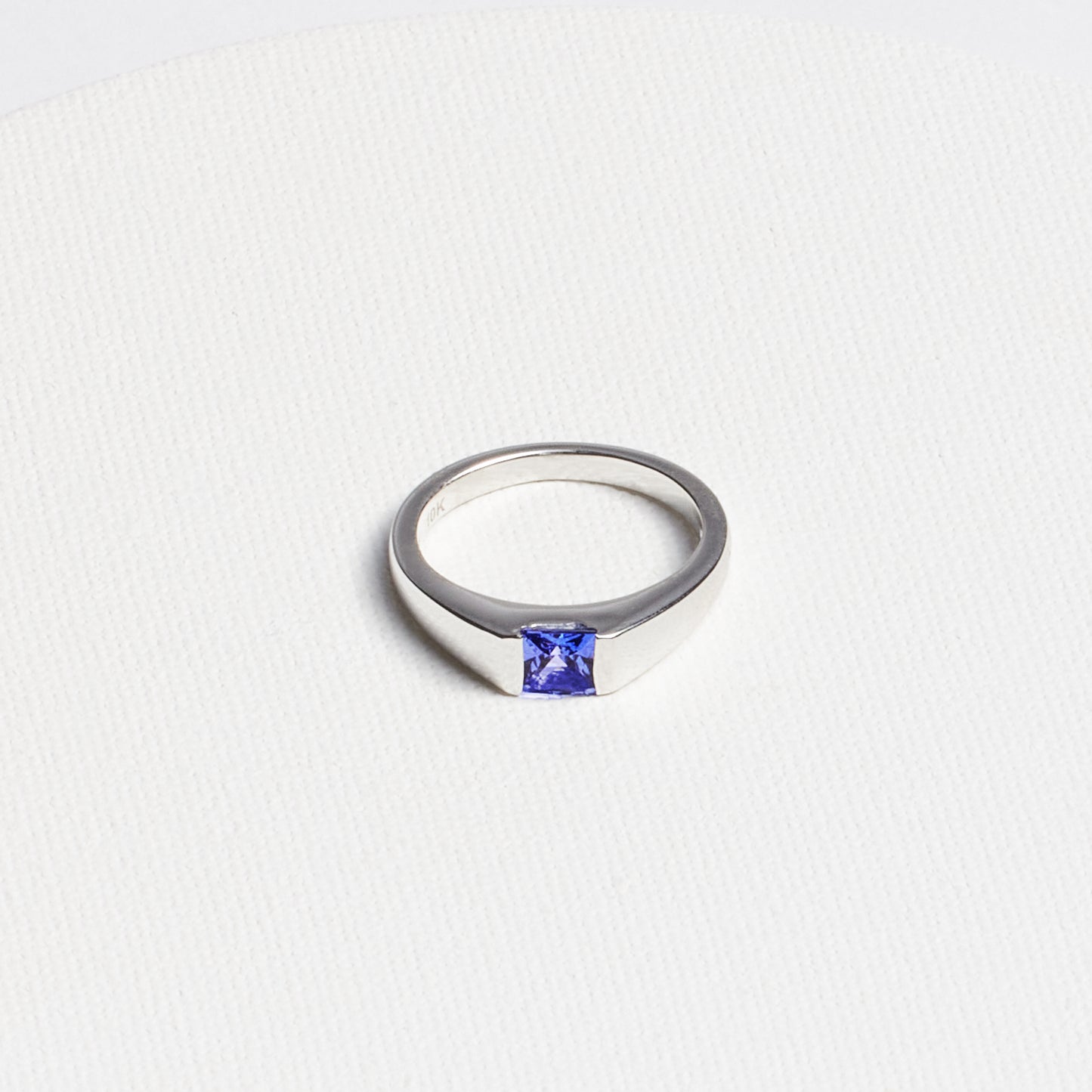 Princess-Cut Tanzanite Ring · 0.65ct · 10K White Gold