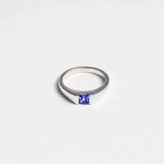 Princess-Cut Tanzanite Ring · 0.65ct · 10K White Gold