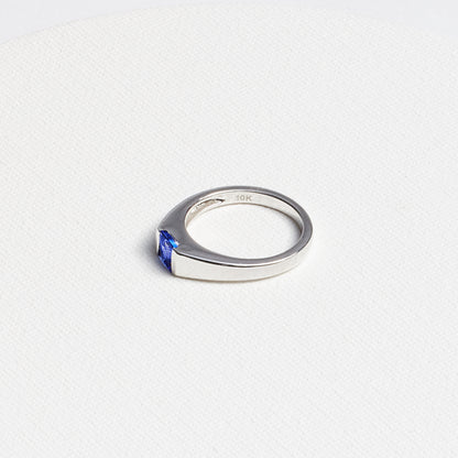 Princess-Cut Tanzanite Ring · 0.65ct · 10K White Gold