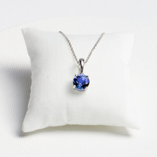 Round Tanzanite Pendant · 1.26ct · 18K White Gold