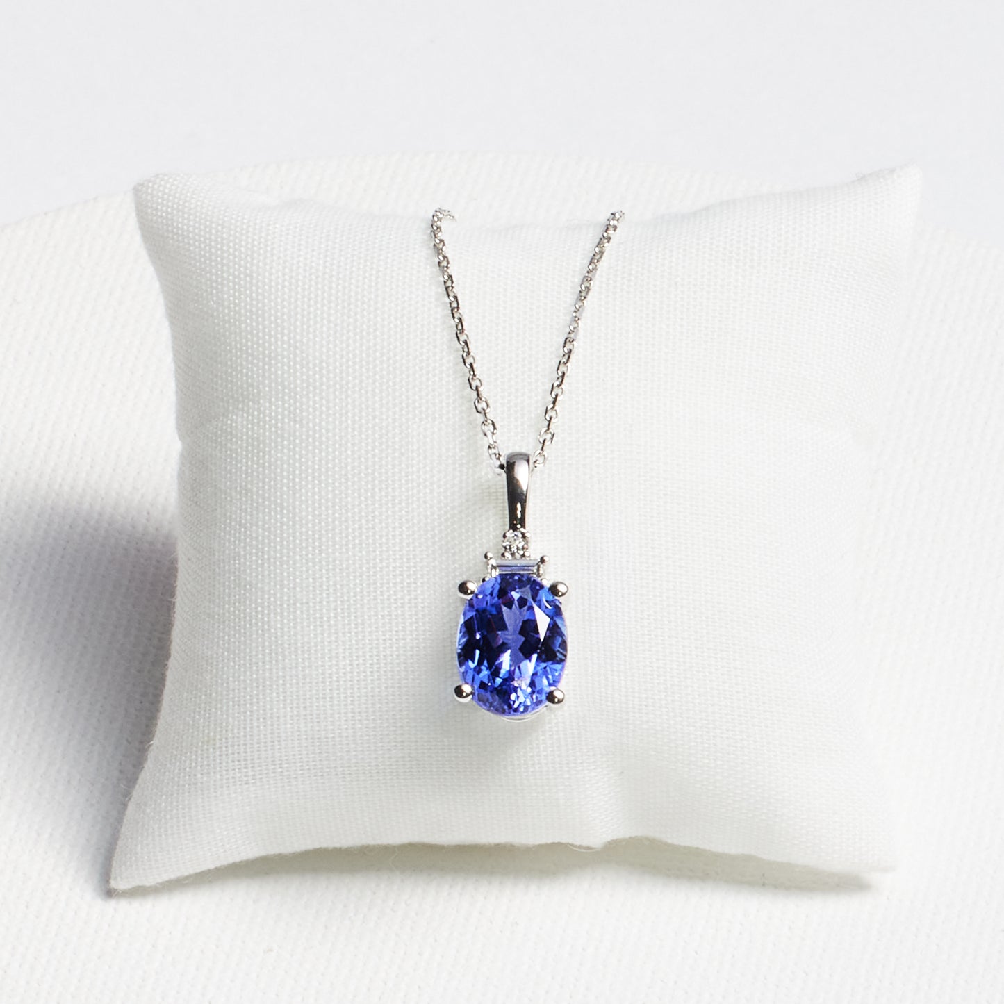 Oval Tanzanite Pendant with Diamond Accents · 2.21ct · 14K White Gold