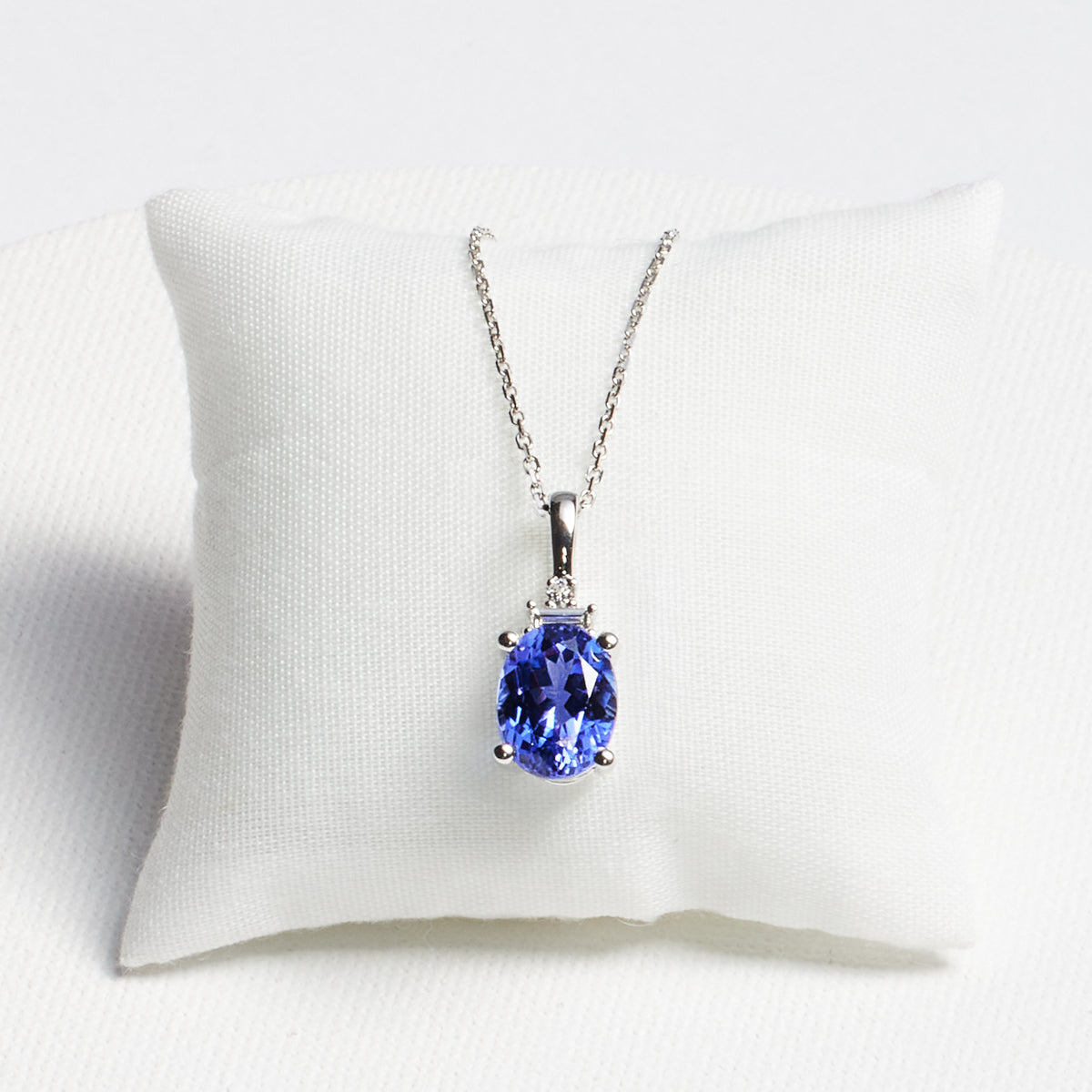 Oval Tanzanite Pendant with Diamond Accents · 2.21ct · 14K White Gold