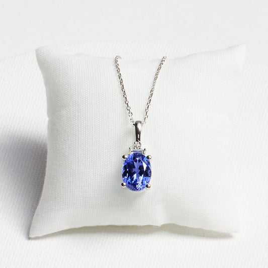Oval Tanzanite Pendant with Diamond Accents · 2.21ct · 14K White Gold