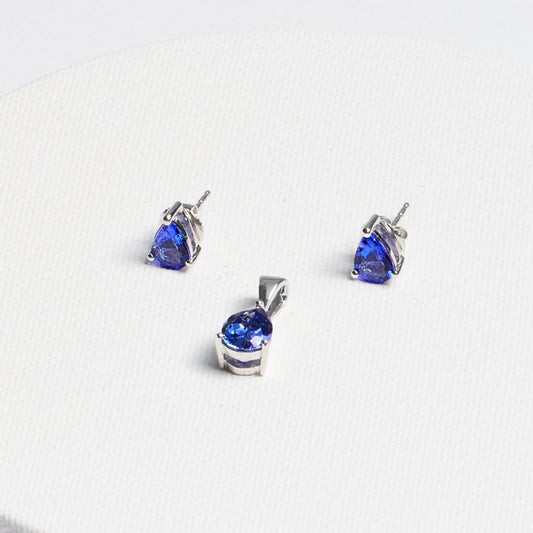 Teardrop Tanzanite Stud Earrings · 2.5ct · Silver