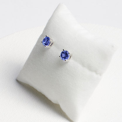 Round Tanzanite Stud Earrings · 1.48ct · 14K White Gold