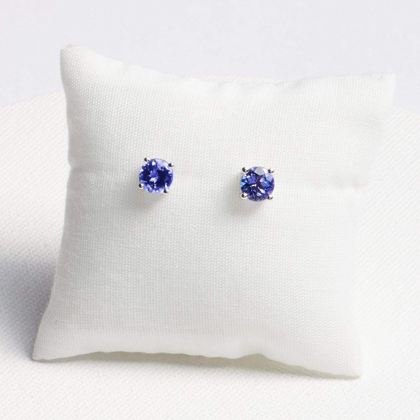Round Tanzanite Stud Earrings · 1.48ct · 14K White Gold