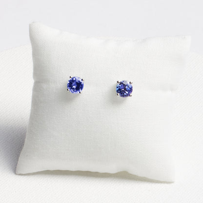 Round Tanzanite Stud Earrings · 1.48ct · 14K White Gold