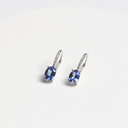 Oval Tanzanite Hanging Earrings · 2.19ct · 10K White Gold