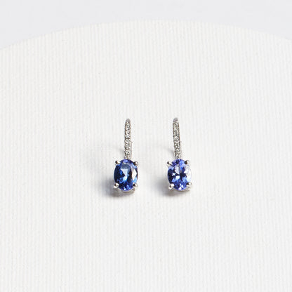 Oval Tanzanite Hanging Earrings · 2.19ct · 10K White Gold