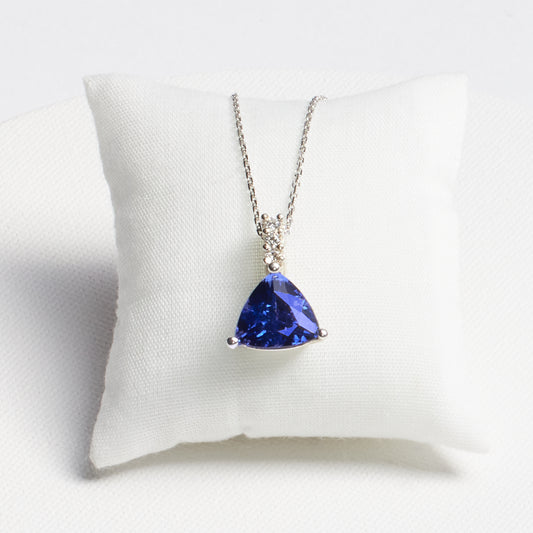Trillion Tanzanite Pendant (CZ Accent) · 4.47ct · Silver