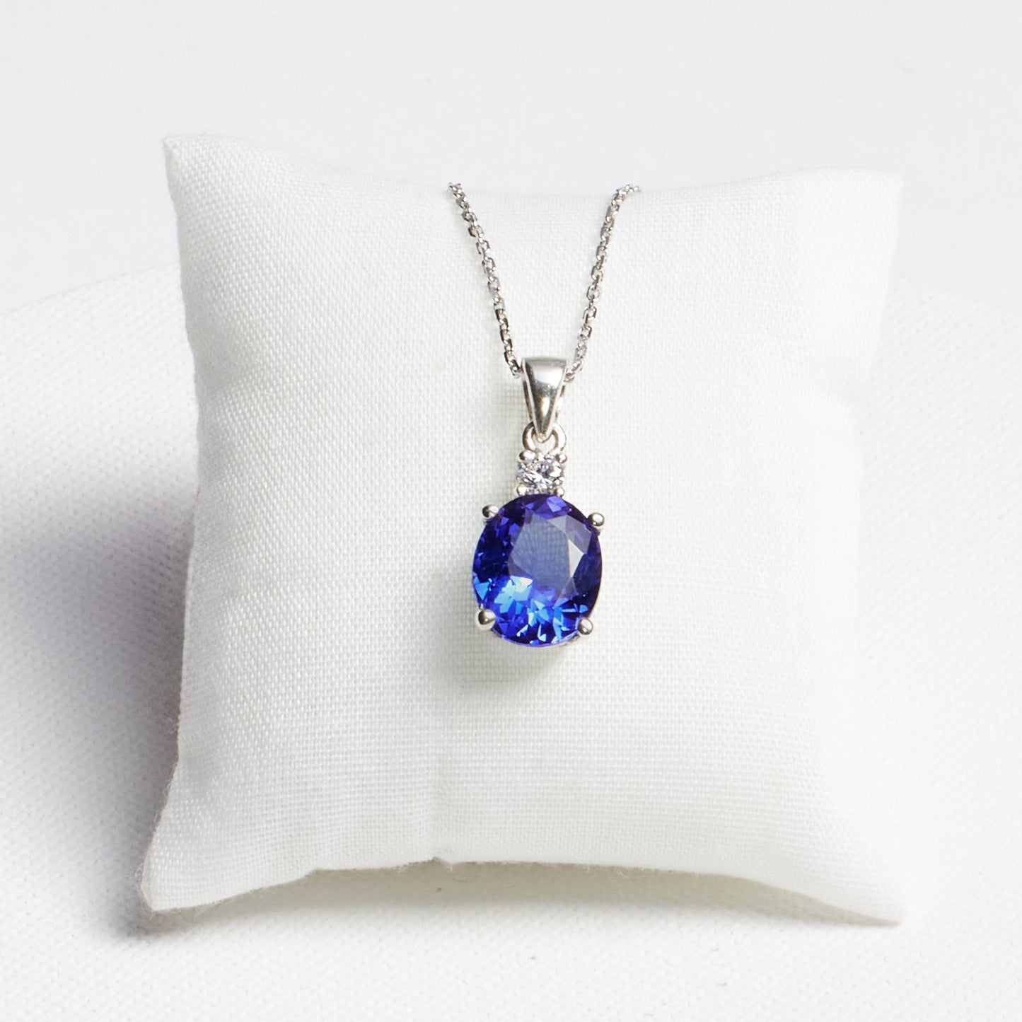 Oval Tanzanite Pendant (CZ Accent) · 2.89ct · Silver
