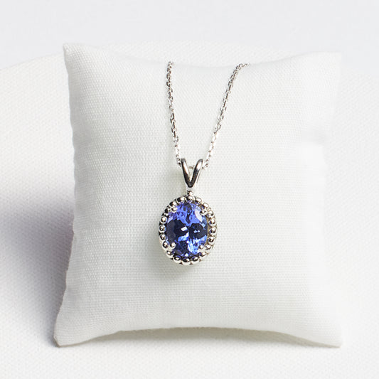 Oval Tanzanite Flower Pendant · 1.89ct · Silver